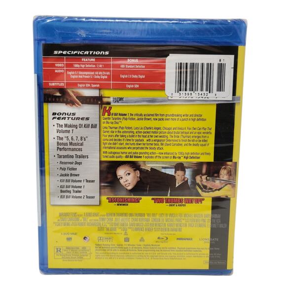 Kill Bill Vol. 1 (Blu-ray Disc, 2008) Quentin Tarantino Uma Thurman New Sealed - Picture 2 of 9